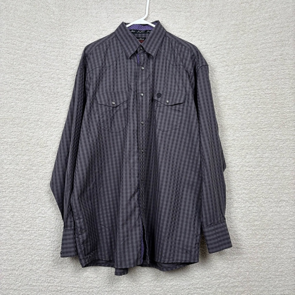 George Straight Wrangler Shirt Mens XL Purple Grey Troubadour Western Pearl Snap